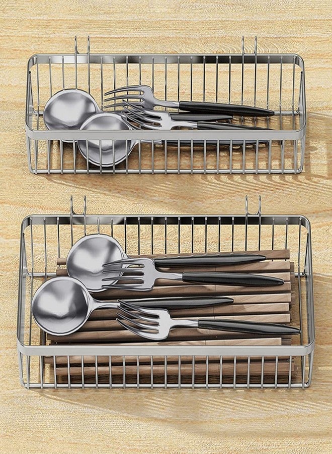 MINGFANITY Dish Racks，304 Stainless Steel Utensil Holder, Utensil Drying Rack, Basket Holder with Hooks, Rust Proof - Image 5